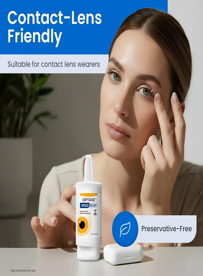 Optase HYLO Relief Dry Eye Drops, 0.33 fl oz (10ml), 300 Doses - Preservative Free Eye Drops for Dry Eyes - Gentle Lubricant Multi-Dose Solution - Contact Lens Compatible for Daily Comfort - Image 4